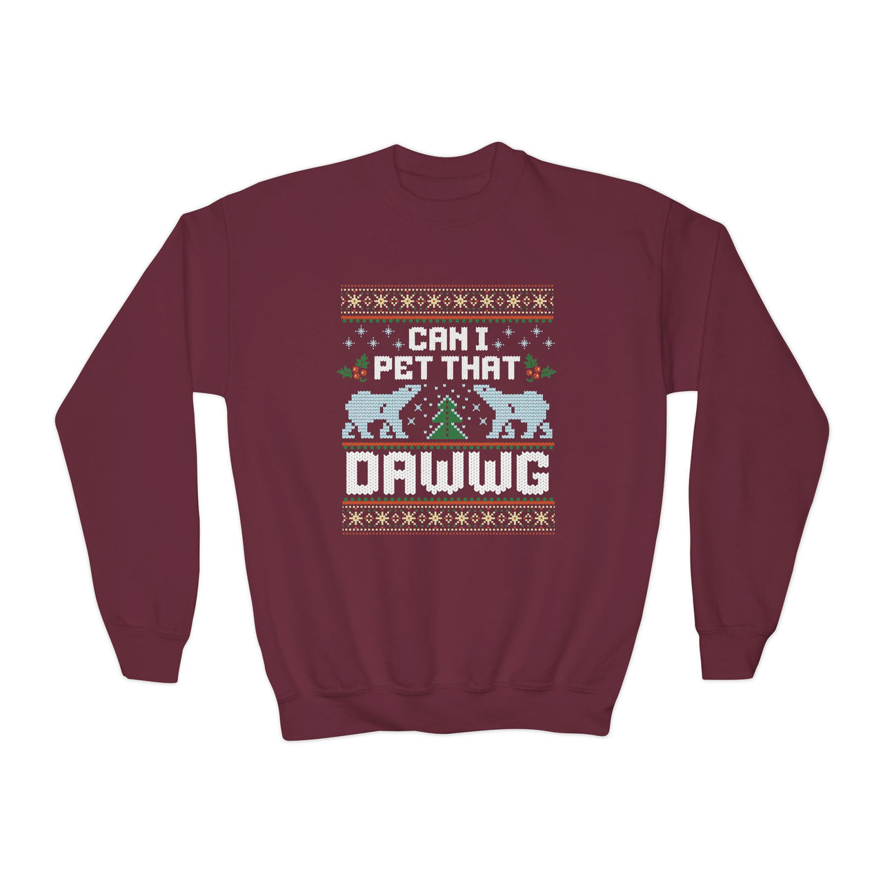 Youth Can I Pet That Dawg Christmas Sweater Printify