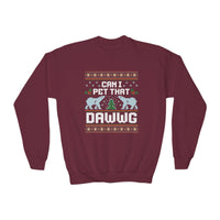 Thumbnail for Youth Can I Pet That Dawg Christmas Sweater Printify