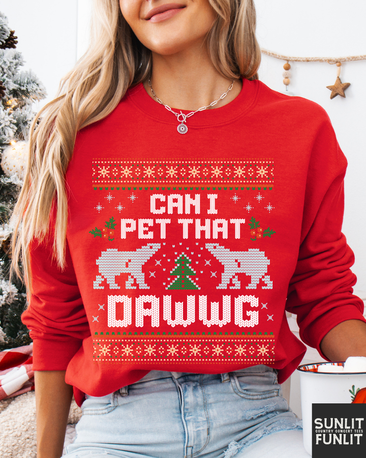 Can I Pet That Dawg Funny Christmas Sweater