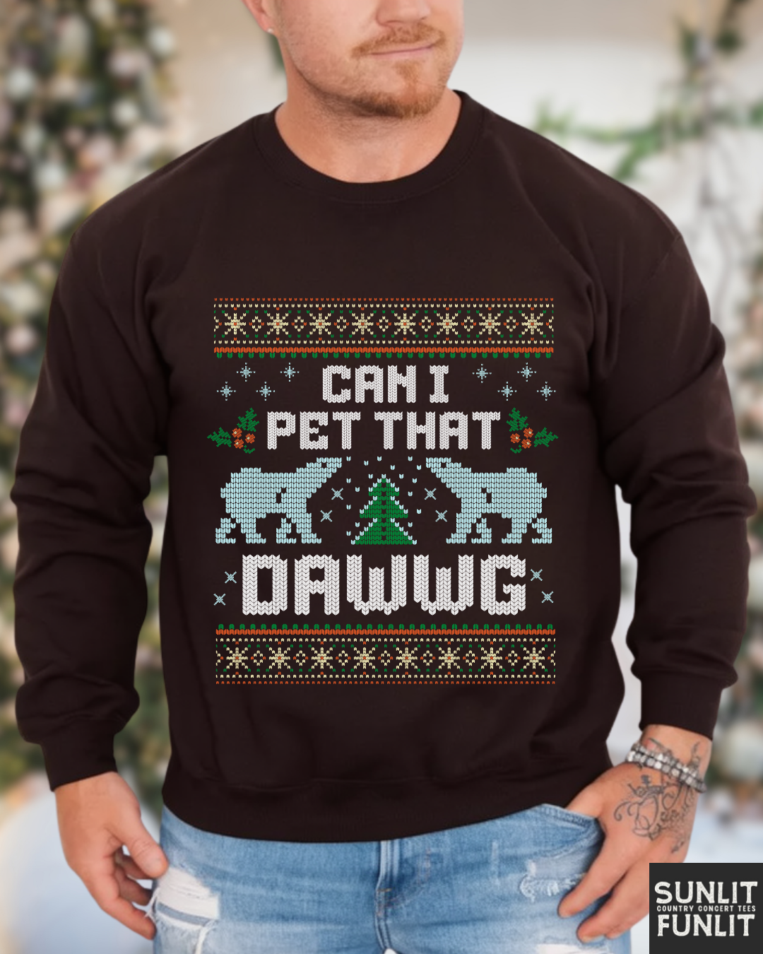 Can I Pet That Dawg Funny Christmas Sweater