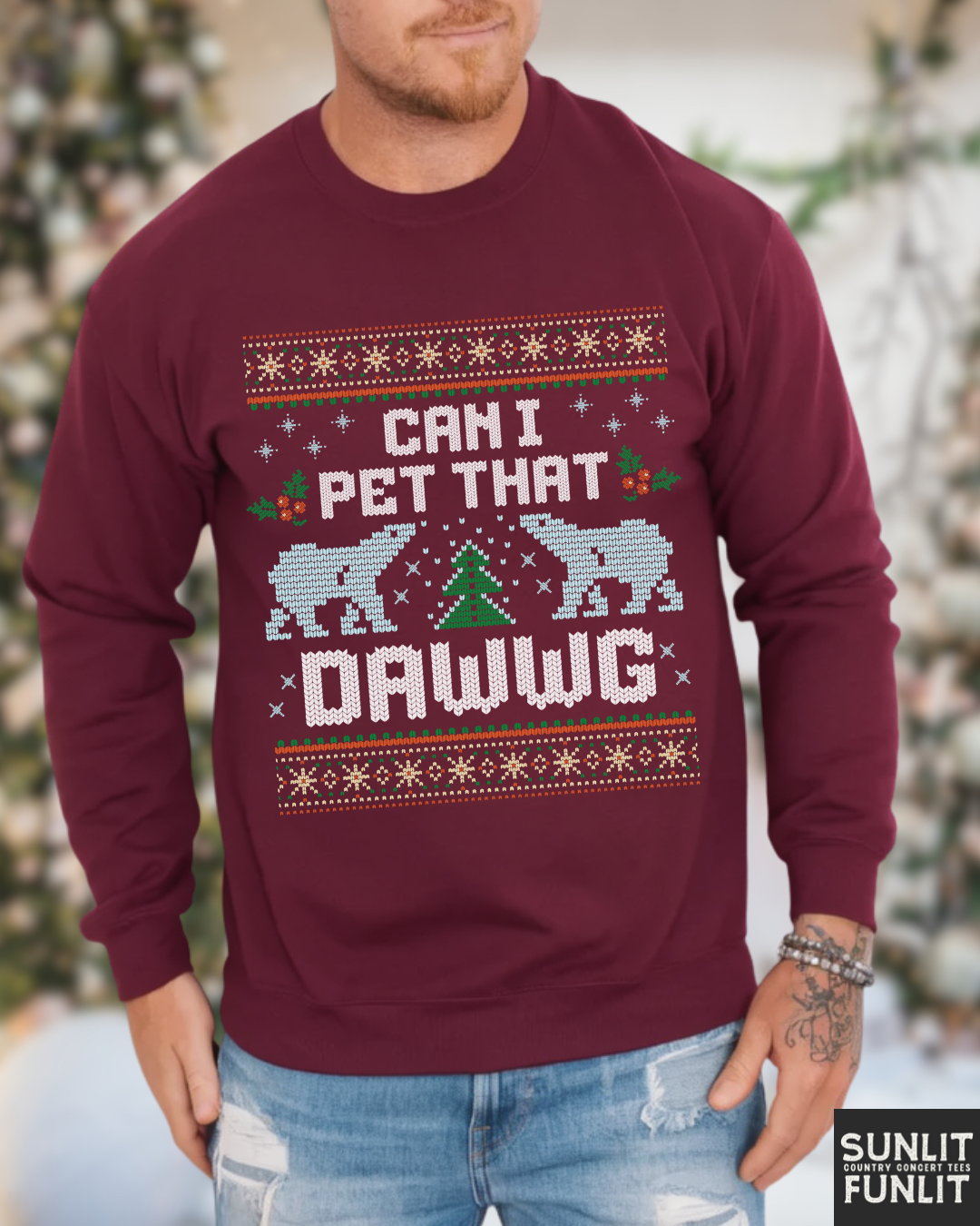 Can I Pet That Dawg Funny Christmas Sweater
