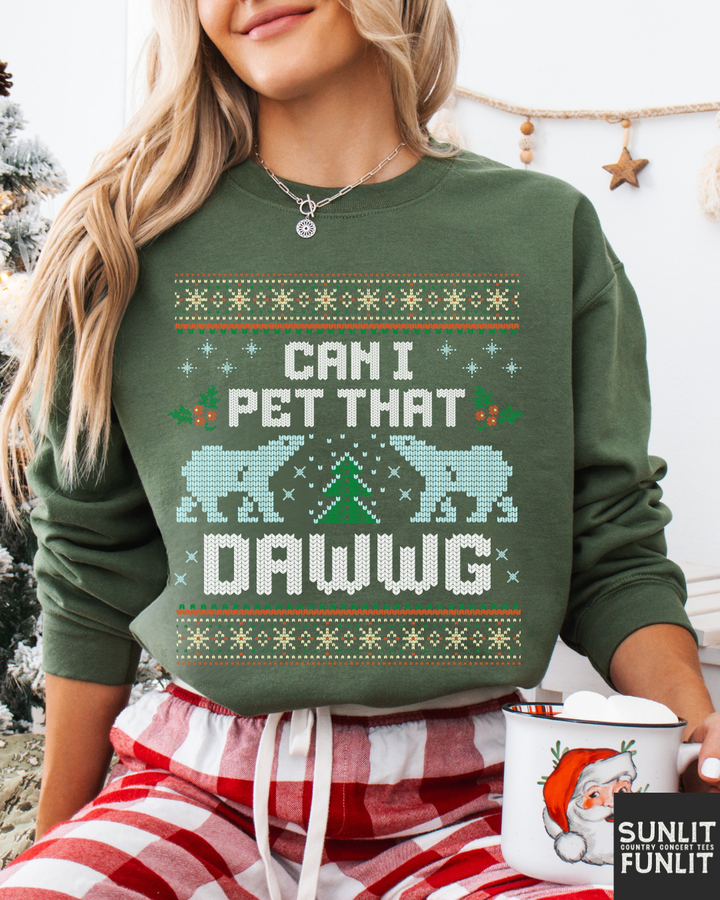 Can I Pet That Dawg Funny Christmas Sweater