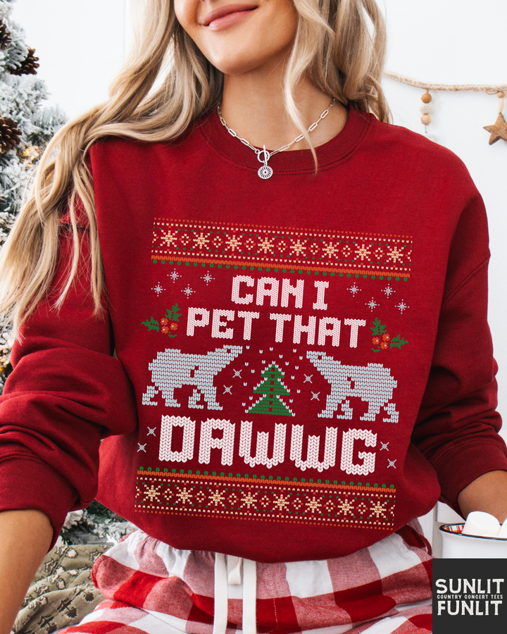 Can I Pet That Dawg Funny Christmas Sweater