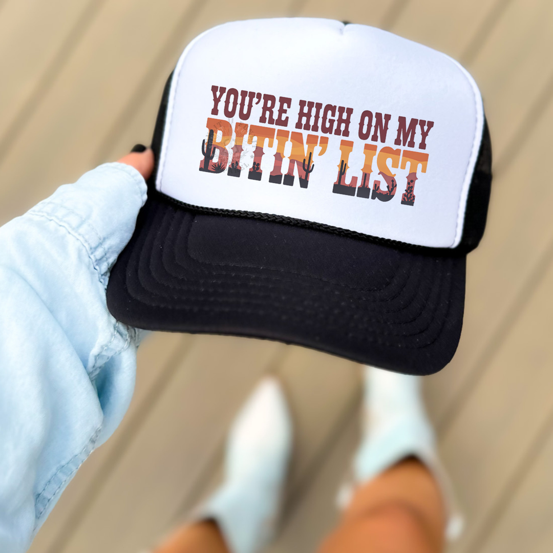 Desert Sunset Bitin List Country Trucker Hat
