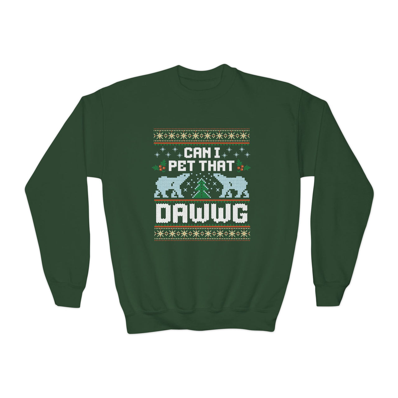 Youth Can I Pet That Dawg Christmas Sweater Printify