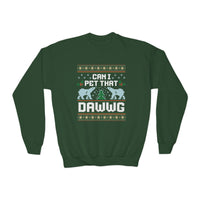 Thumbnail for Youth Can I Pet That Dawg Christmas Sweater Printify