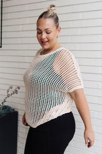 Thumbnail for Coastal Dreams Fishnet Top in Cream