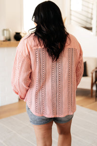 Thumbnail for Sweeter Than Nectar Lace Button Down in Rose