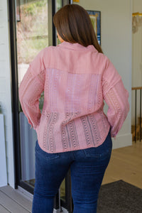 Thumbnail for Sweeter Than Nectar Lace Button Down in Rose