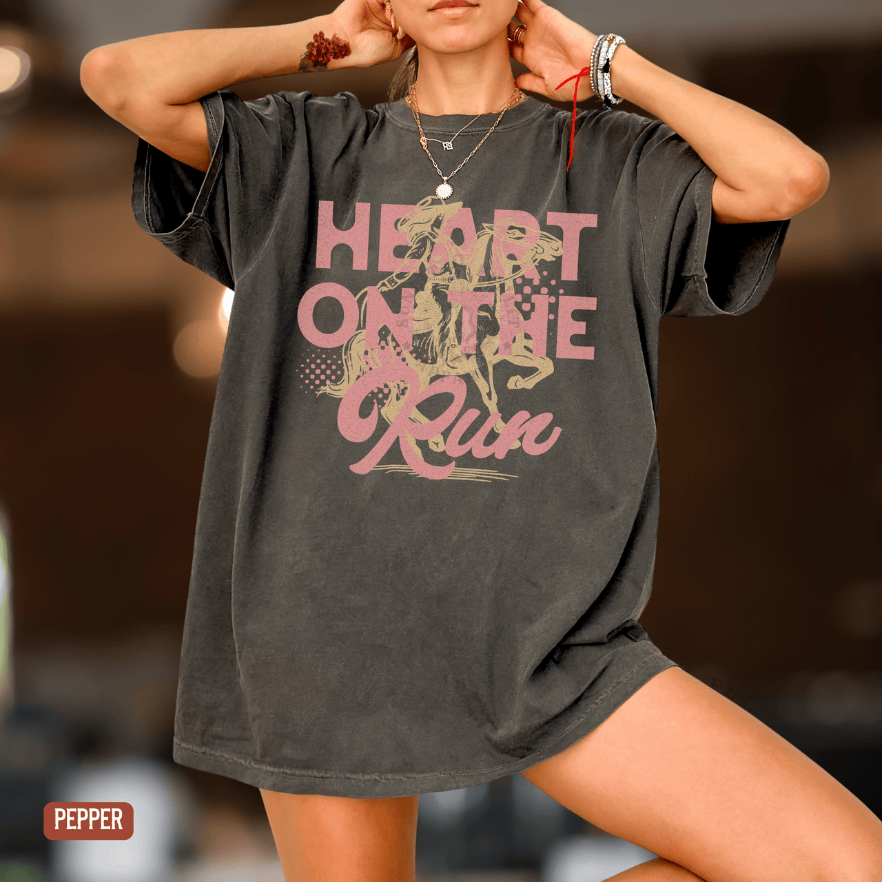 A Heart on the Run Cowgirl Tee - Sunlit Funlit | Graphic Tees for Country Concert Addicts