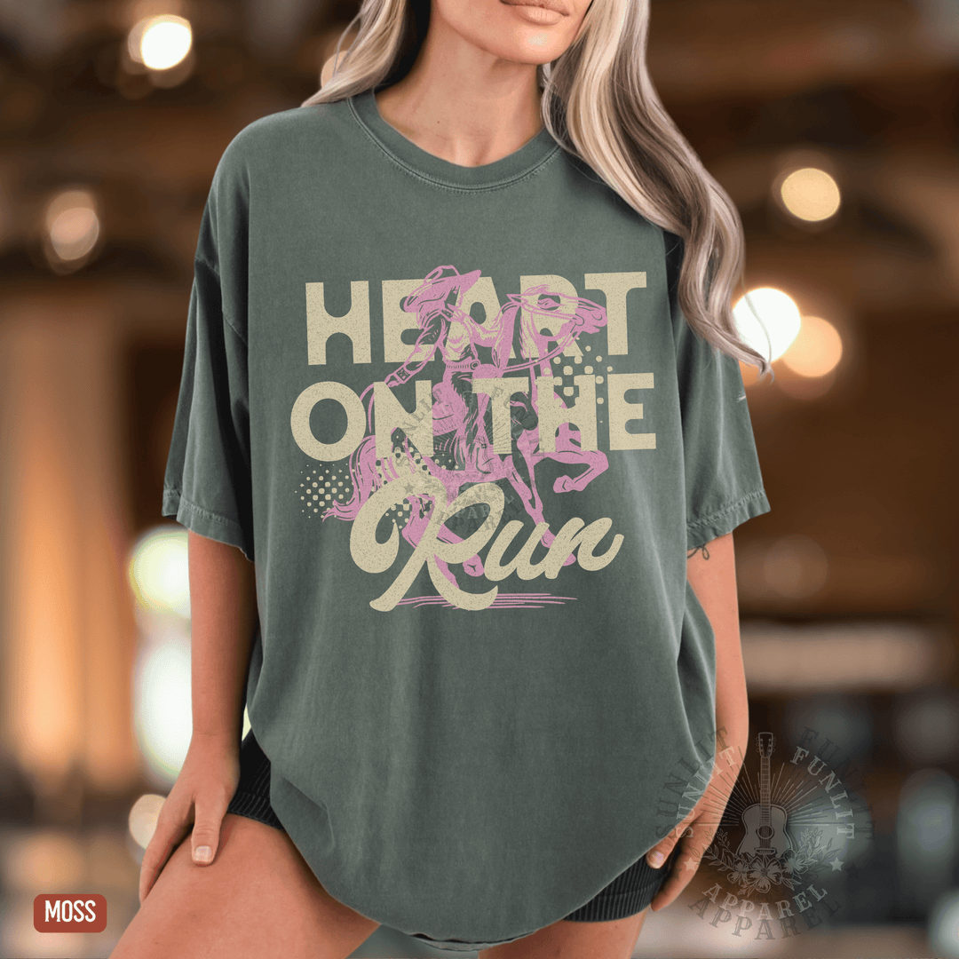 A Heart on the Run Cowgirl Tee - Sunlit Funlit | Graphic Tees for Country Concert Addicts