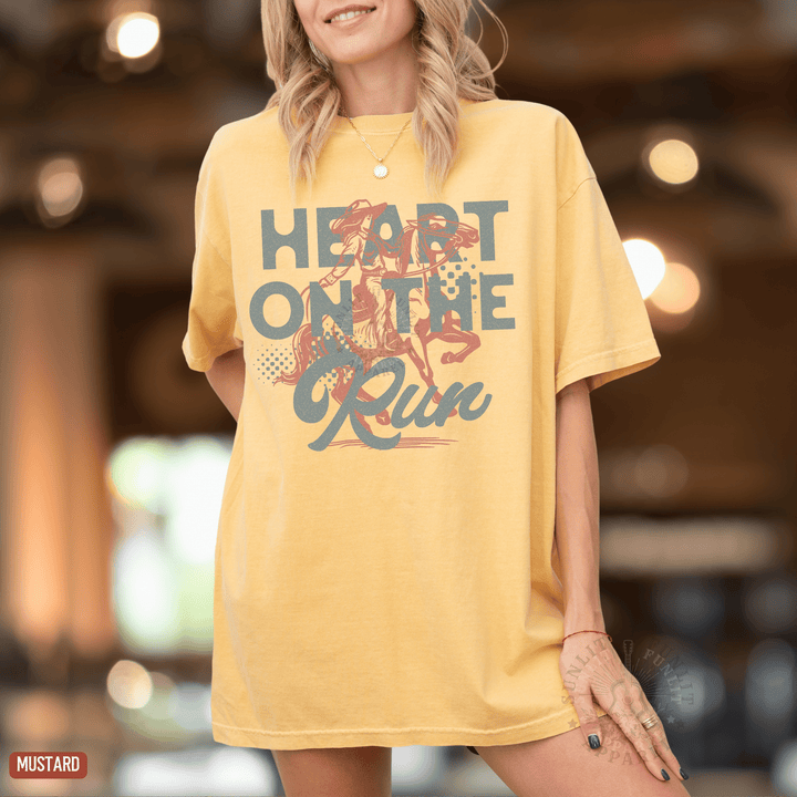 A Heart on the Run Cowgirl Tee - Sunlit Funlit | Graphic Tees for Country Concert Addicts