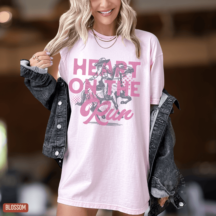 A Heart on the Run Cowgirl Tee - Sunlit Funlit | Graphic Tees for Country Concert Addicts