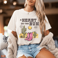 Thumbnail for A Heart on the Run Desert Boots Tee - Sunlit Funlit | Graphic Tees for Country Concert Addicts