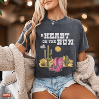 Thumbnail for A Heart on the Run Desert Boots Tee - Sunlit Funlit | Graphic Tees for Country Concert Addicts