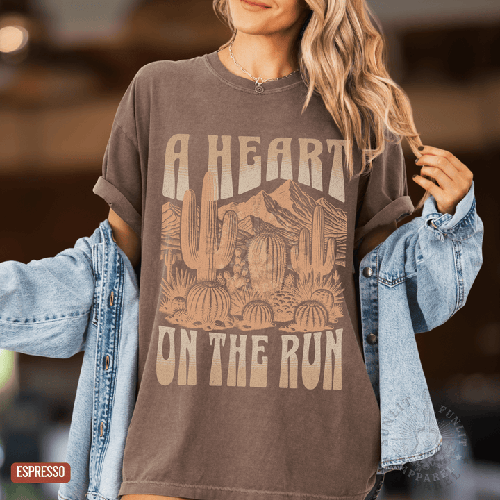 A Heart on the Run Desert Comfort Colors Tee - Sunlit Funlit | Graphic Tees for Country Concert Addicts