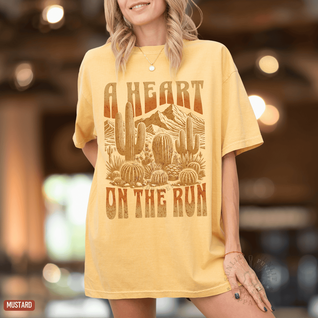 A Heart on the Run Desert Comfort Colors Tee - Sunlit Funlit | Graphic Tees for Country Concert Addicts