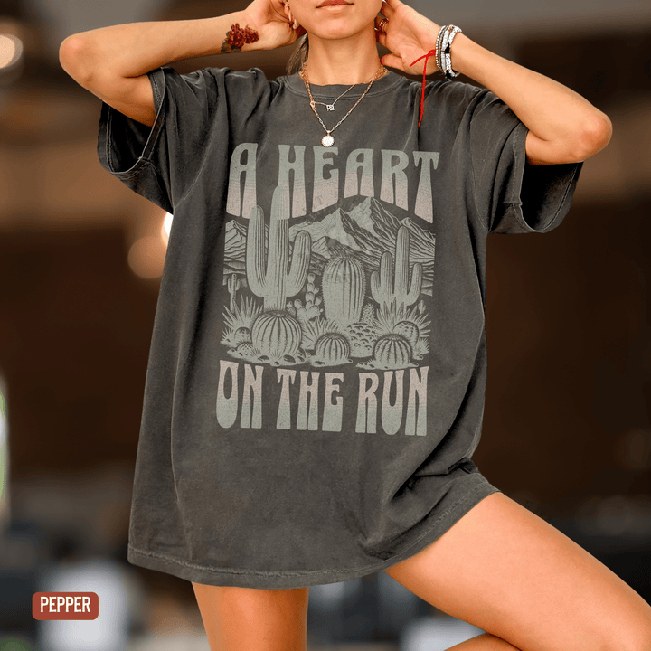 A Heart on the Run Desert Comfort Colors Tee - Sunlit Funlit | Graphic Tees for Country Concert Addicts