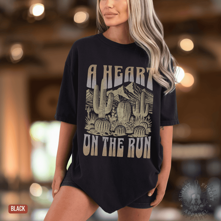 A Heart on the Run Desert Comfort Colors Tee - Sunlit Funlit | Graphic Tees for Country Concert Addicts