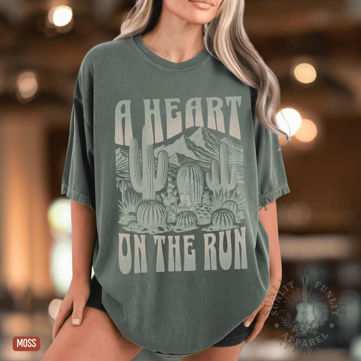 A Heart on the Run Desert Comfort Colors Tee - Sunlit Funlit | Graphic Tees for Country Concert Addicts