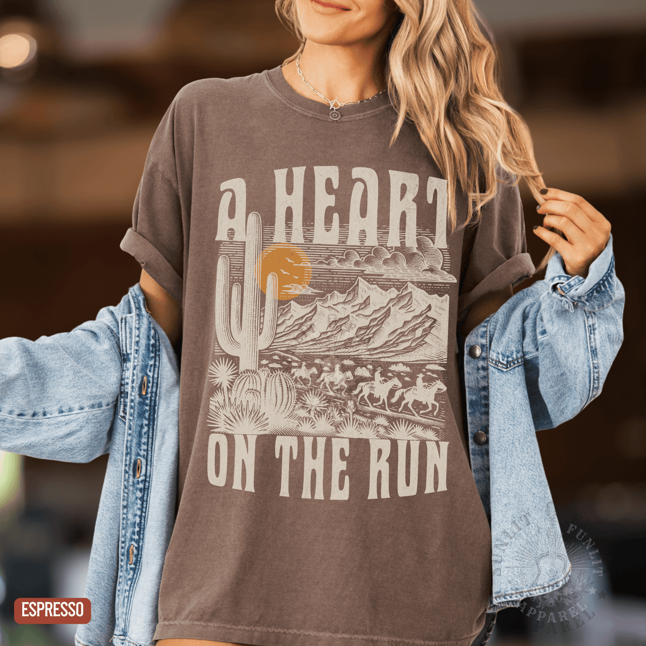 A Heart on the Run Desert Moon Tee - Sunlit Funlit | Graphic Tees for Country Concert Addicts