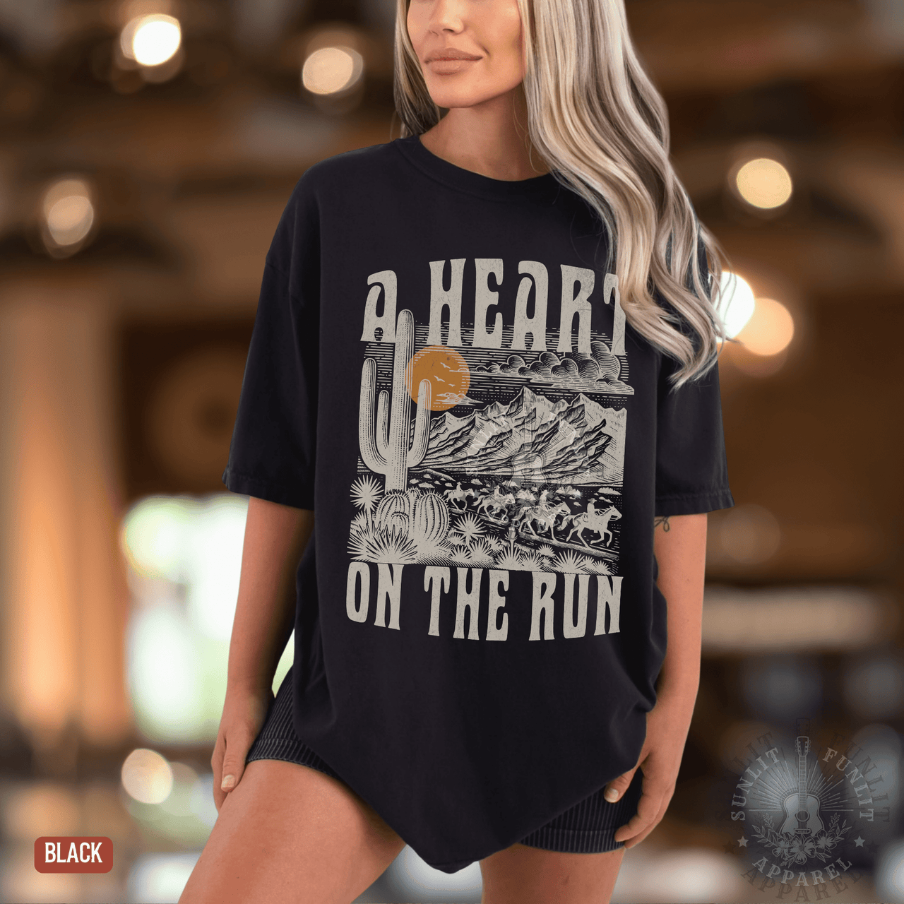 A Heart on the Run Desert Moon Tee - Sunlit Funlit | Graphic Tees for Country Concert Addicts