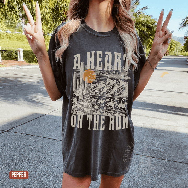 A Heart on the Run Desert Moon Tee - Sunlit Funlit | Graphic Tees for Country Concert Addicts