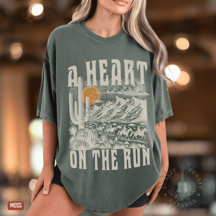 A Heart on the Run Desert Moon Tee - Sunlit Funlit | Graphic Tees for Country Concert Addicts