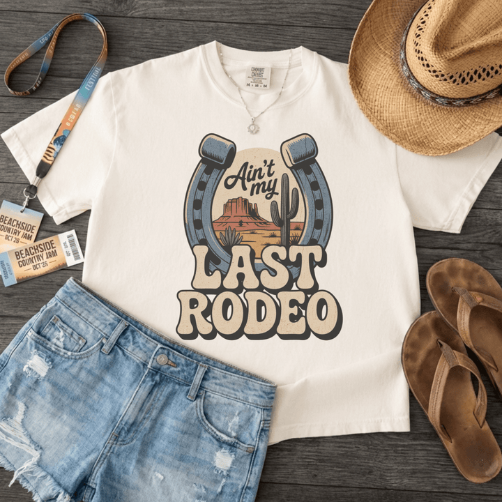 Ain't My Last Rodeo Retro Country Festival Tee - Sunlit Funlit Country Concert Tees