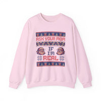 Thumbnail for Ask Your Mom If I'm Real Funny Christmas Sweater - Sunlit Funlit Country Music Tees