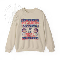 Thumbnail for Ask Your Mom If I'm Real Funny Christmas Sweater - Sunlit Funlit Country Music Tees