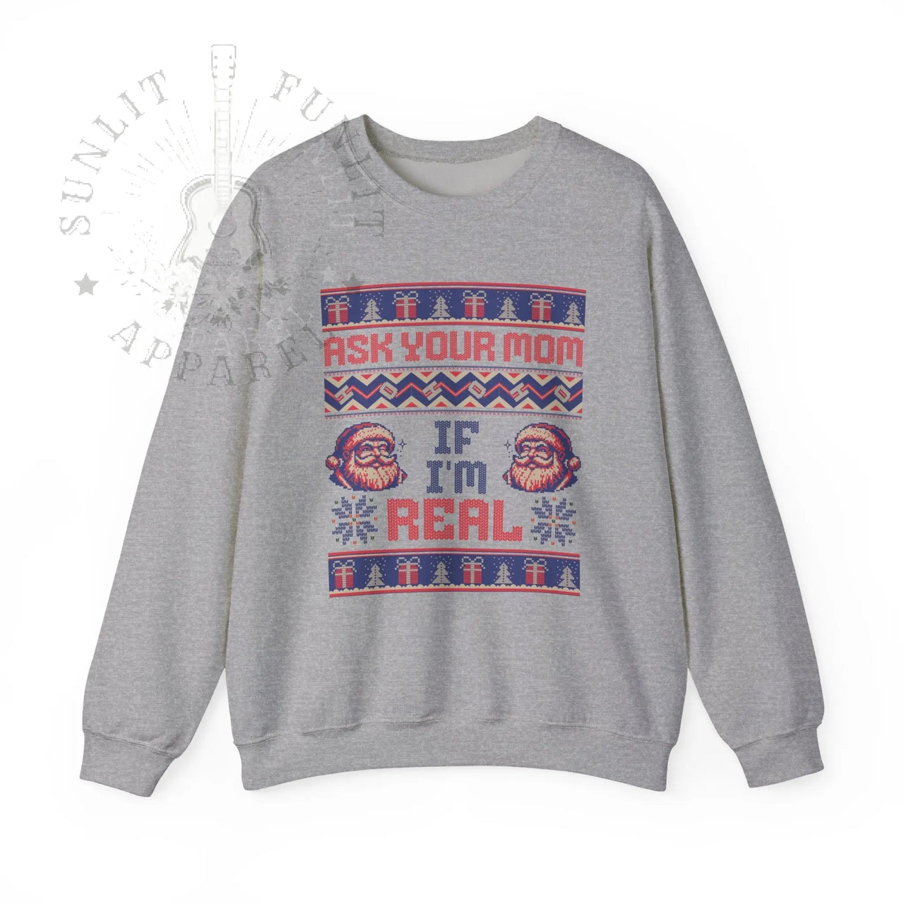 Ask Your Mom If I'm Real Funny Christmas Sweater - Sunlit Funlit Country Music Tees