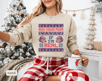 Thumbnail for Ask Your Mom If I'm Real Funny Christmas Sweater - Sunlit Funlit | Graphic Tees for Country Concert Addicts