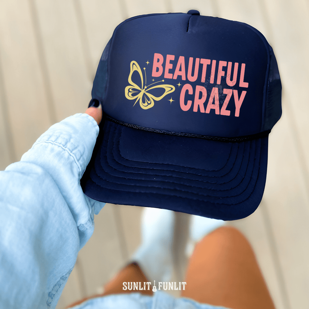 Beautiful Crazy Butterfly Trucker Hat - Sunlit Funlit | Graphic Tees for Country Concert Addicts