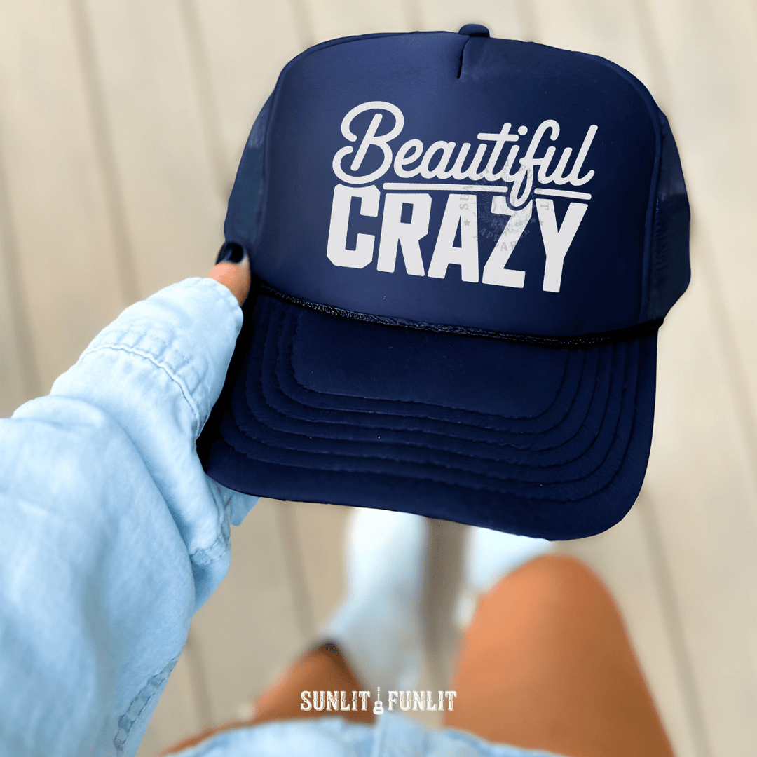 Beautiful Crazy Country Trucker Hat - Sunlit Funlit | Graphic Tees for Country Concert Addicts