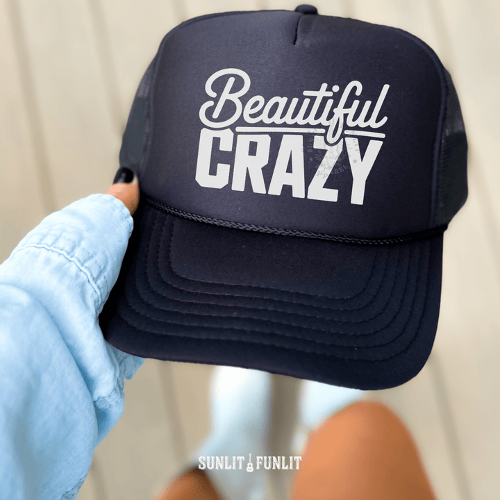 Beautiful Crazy Country Trucker Hat - Sunlit Funlit | Graphic Tees for Country Concert Addicts