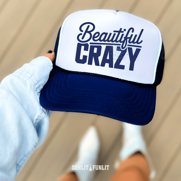 Beautiful Crazy Country Trucker Hat - Sunlit Funlit | Graphic Tees for Country Concert Addicts