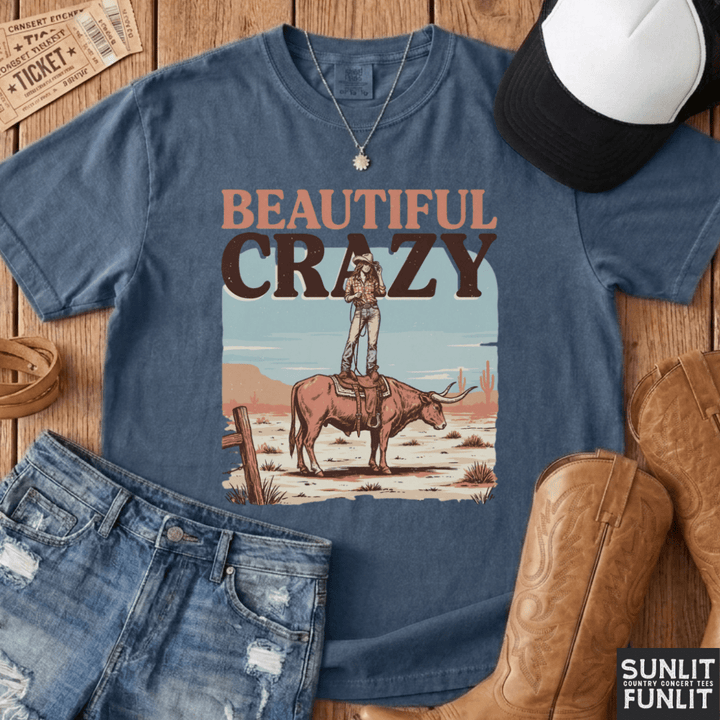 Beautiful Crazy Cowgirl Bull Rider Tee