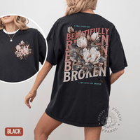 Thumbnail for Beautifully Broken Floral Jelly Fan Tee - Sunlit Funlit | Graphic Tees for Country Concert Addicts
