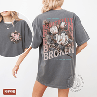 Thumbnail for Beautifully Broken Floral Jelly Fan Tee - Sunlit Funlit | Graphic Tees for Country Concert Addicts