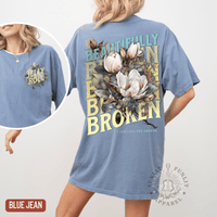 Thumbnail for Beautifully Broken Floral Jelly Fan Tee - Sunlit Funlit | Graphic Tees for Country Concert Addicts