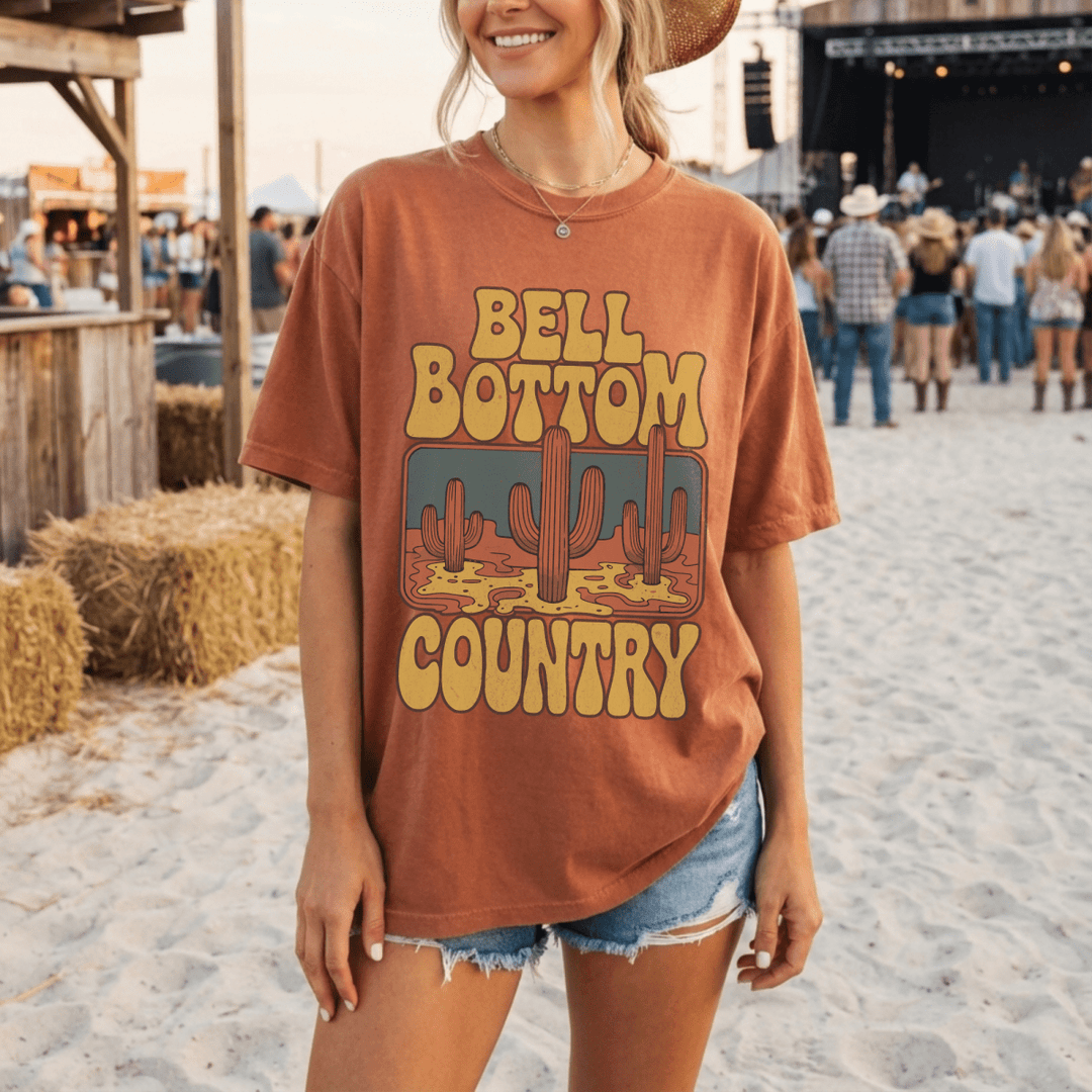 Bell Bottom Country Music Festival Tee - Sunlit Funlit Country Concert Tees