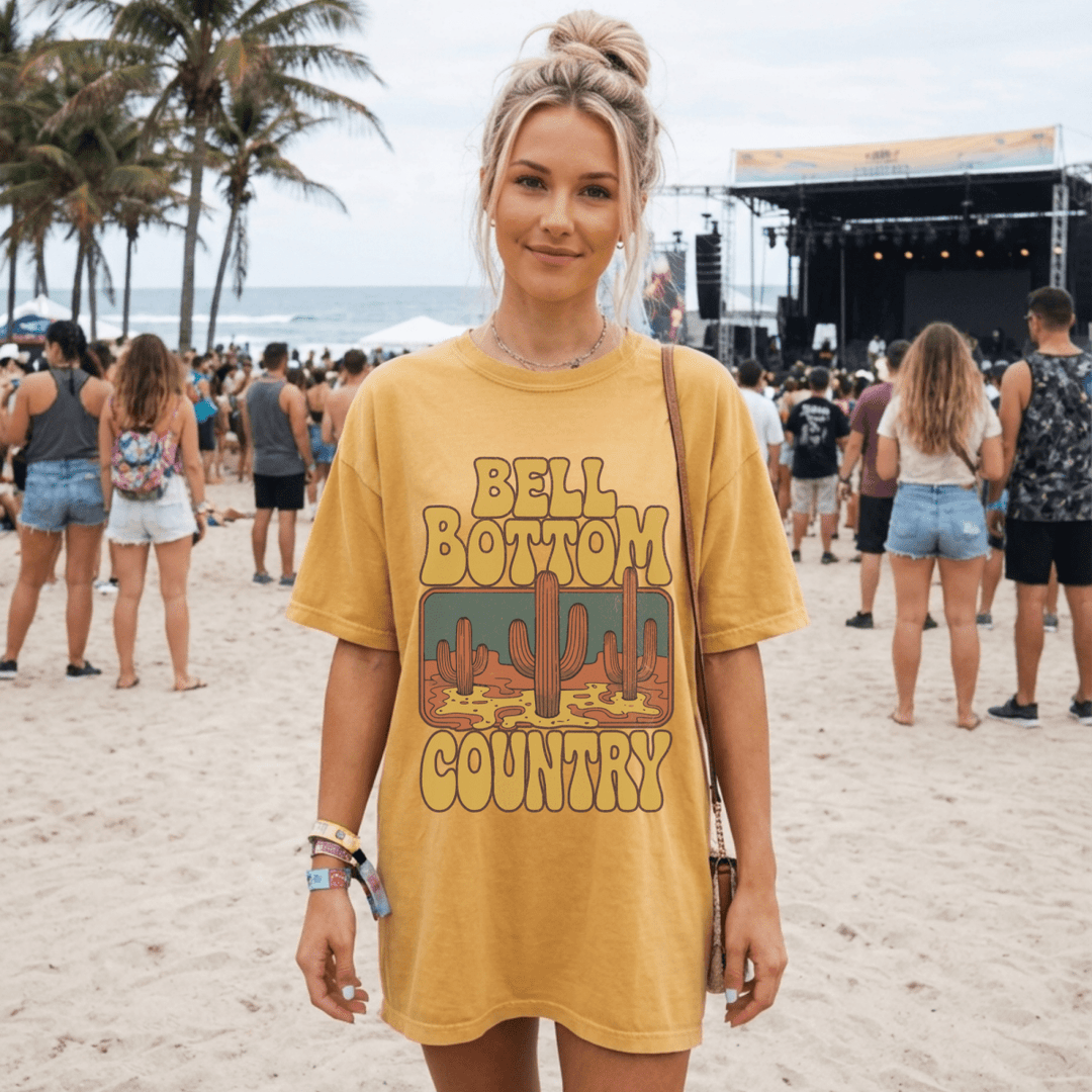 Bell Bottom Country Music Festival Tee - Sunlit Funlit Country Concert Tees