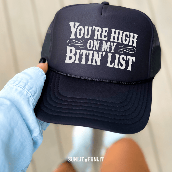 Bitin' List Western Country Trucker Hat - Sunlit Funlit | Graphic Tees for Country Concert Addicts