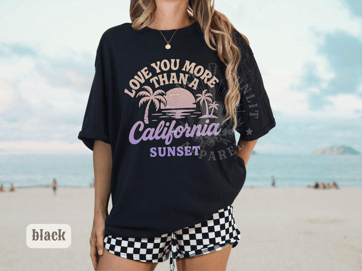 California Sunset Retro Beach Shirt - Comfort Colors Tee - Sunlit Funlit | Graphic Tees for Country Concert Addicts