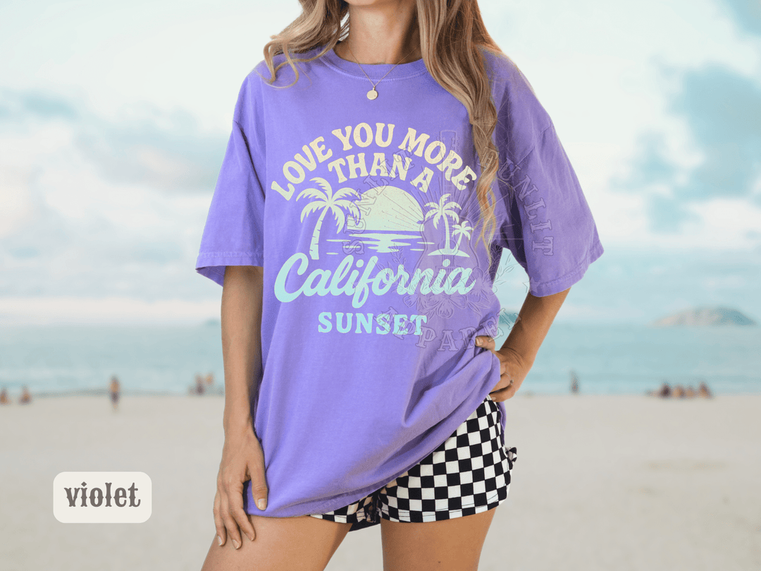 California Sunset Retro Beach Shirt - Comfort Colors Tee - Sunlit Funlit | Graphic Tees for Country Concert Addicts