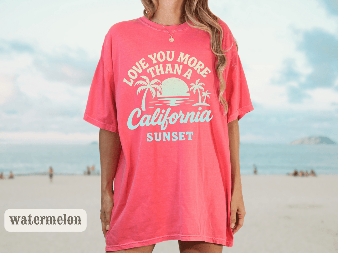 California Sunset Retro Beach Shirt - Comfort Colors Tee - Sunlit Funlit | Graphic Tees for Country Concert Addicts