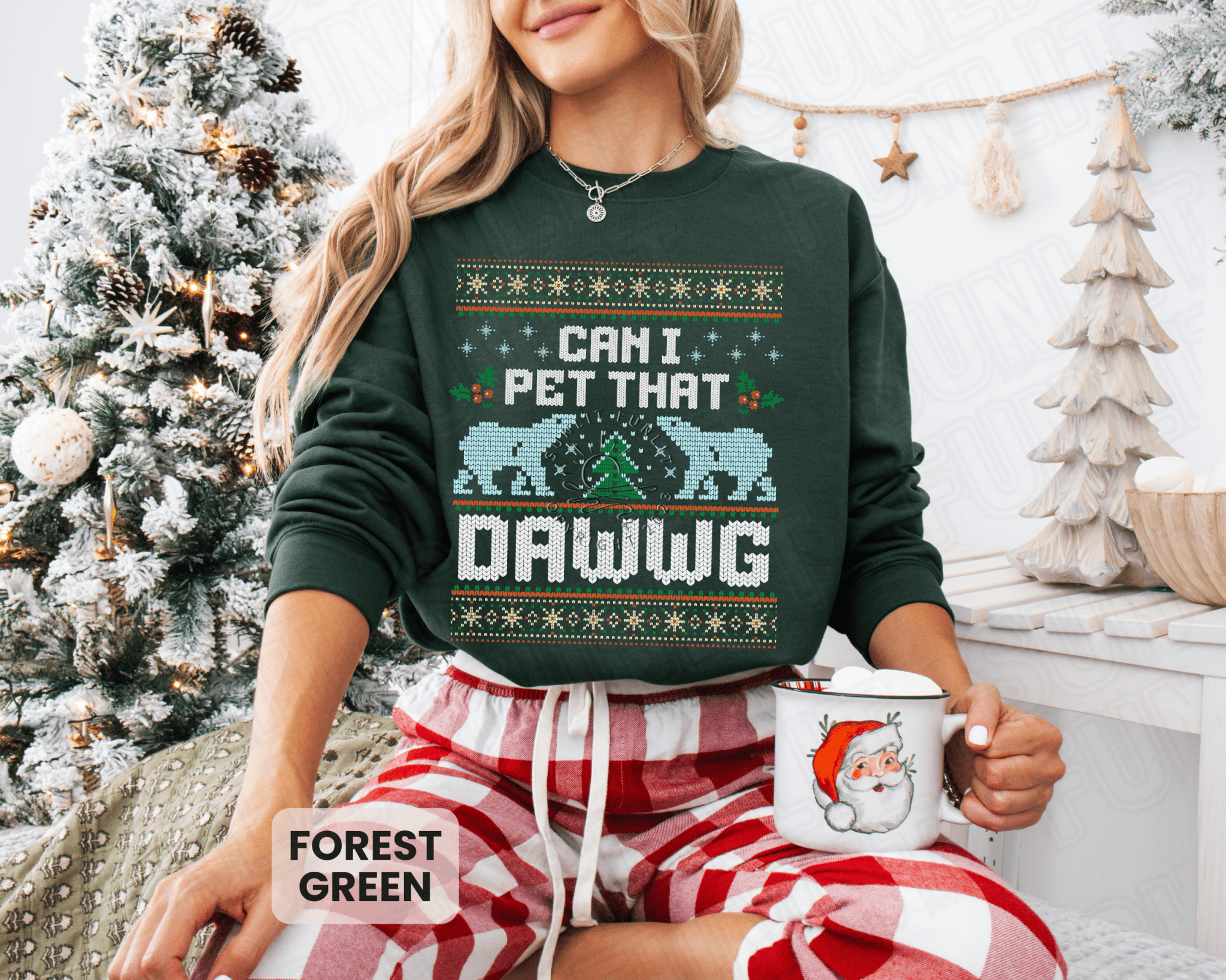 Can I Pet That Dawg Funny Christmas Sweater - Sunlit Funlit | Graphic Tees for Country Concert Addicts