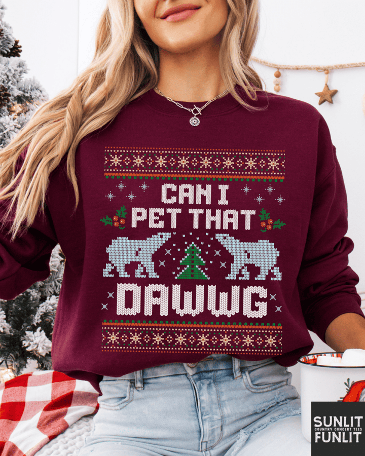 Can I Pet That Dawg Funny Christmas Sweater