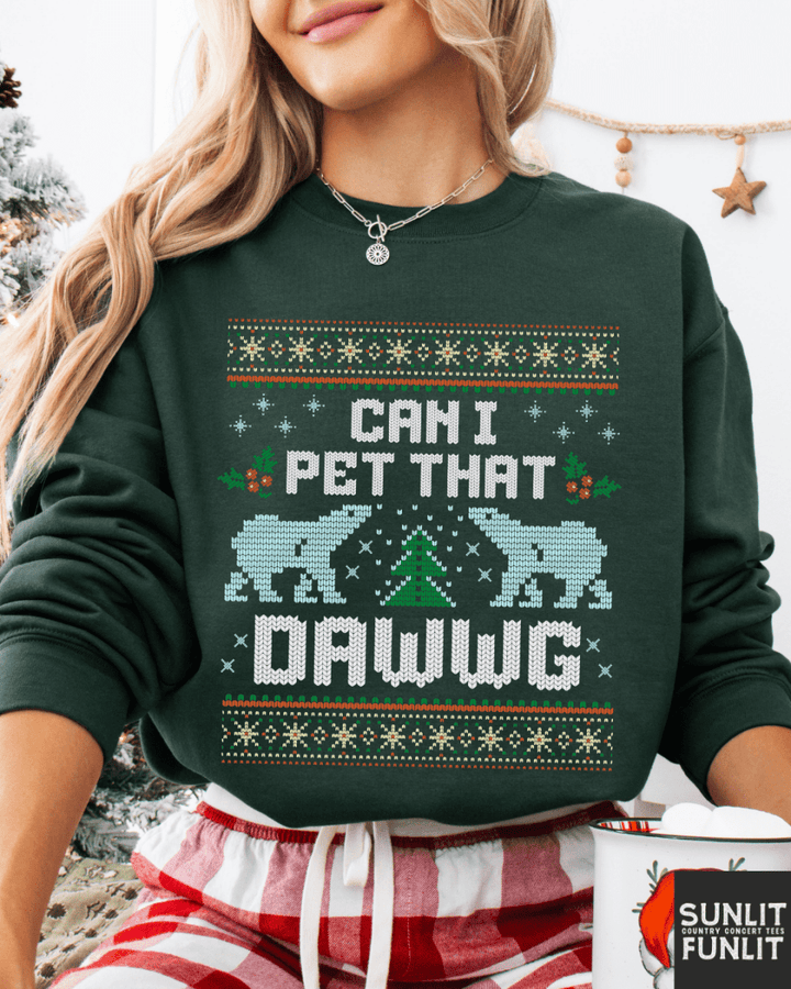 Can I Pet That Dawg Funny Christmas Sweater
